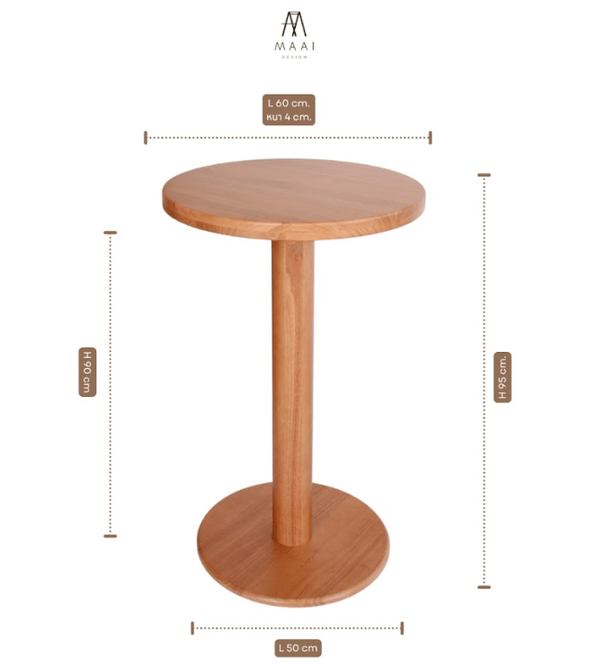 โต๊ะทานข้าวไม้ยางพาราแท้ MAAI DESIGN  รุ่น NAMI TABLE L 60 CM สีโอ๊ค_6